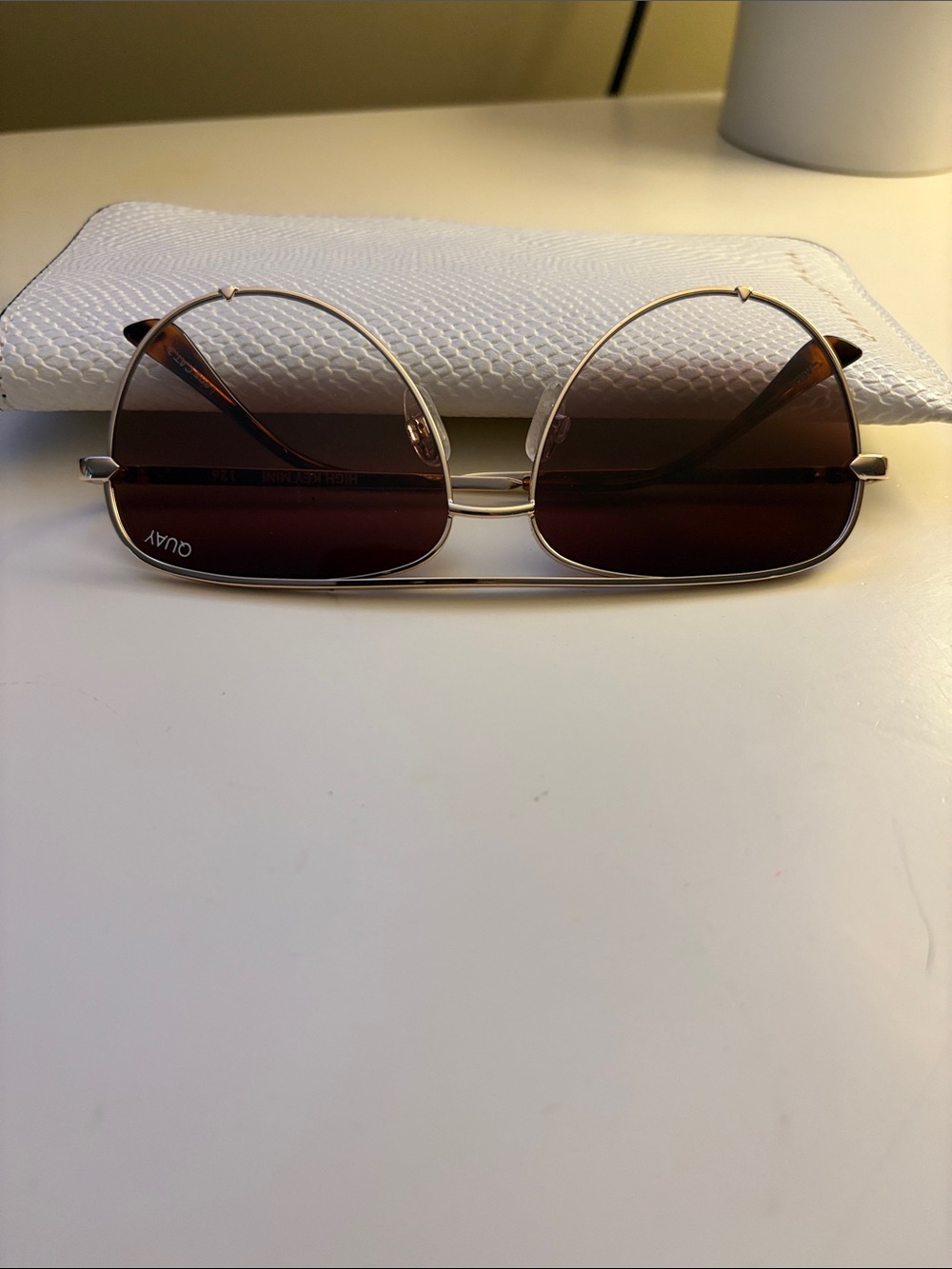 Quay Women's Gold Frame Brown Lens Sunglasses